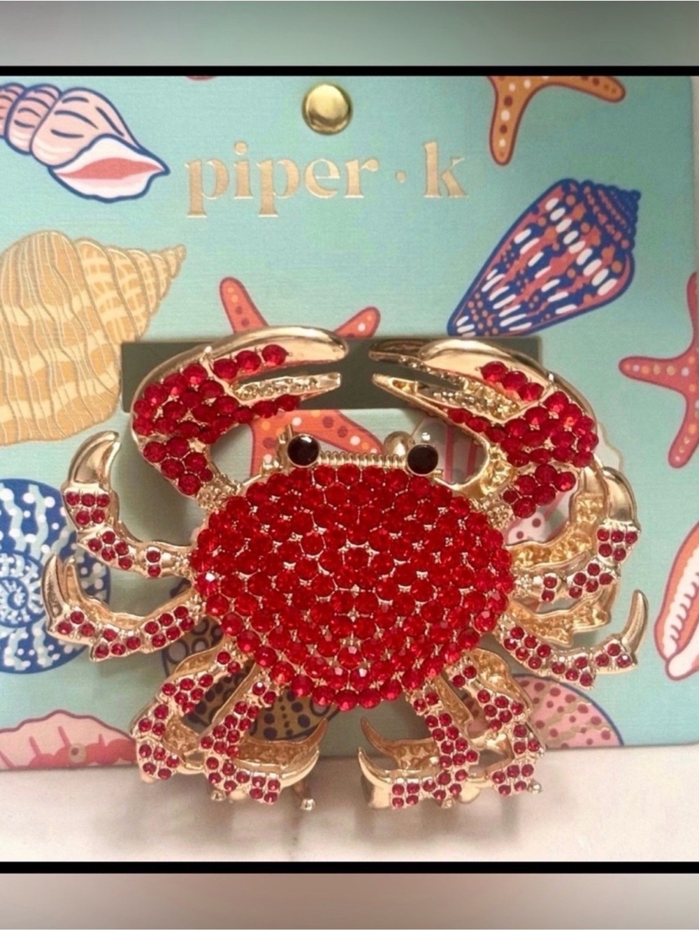piper·k Red Crystal Crab Hair Clip